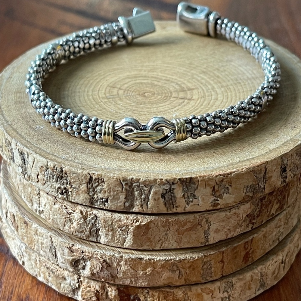 LAGOS Two-Tone Caviar Buckle Bracelet — Silver and Gold - Picture 7 of 7